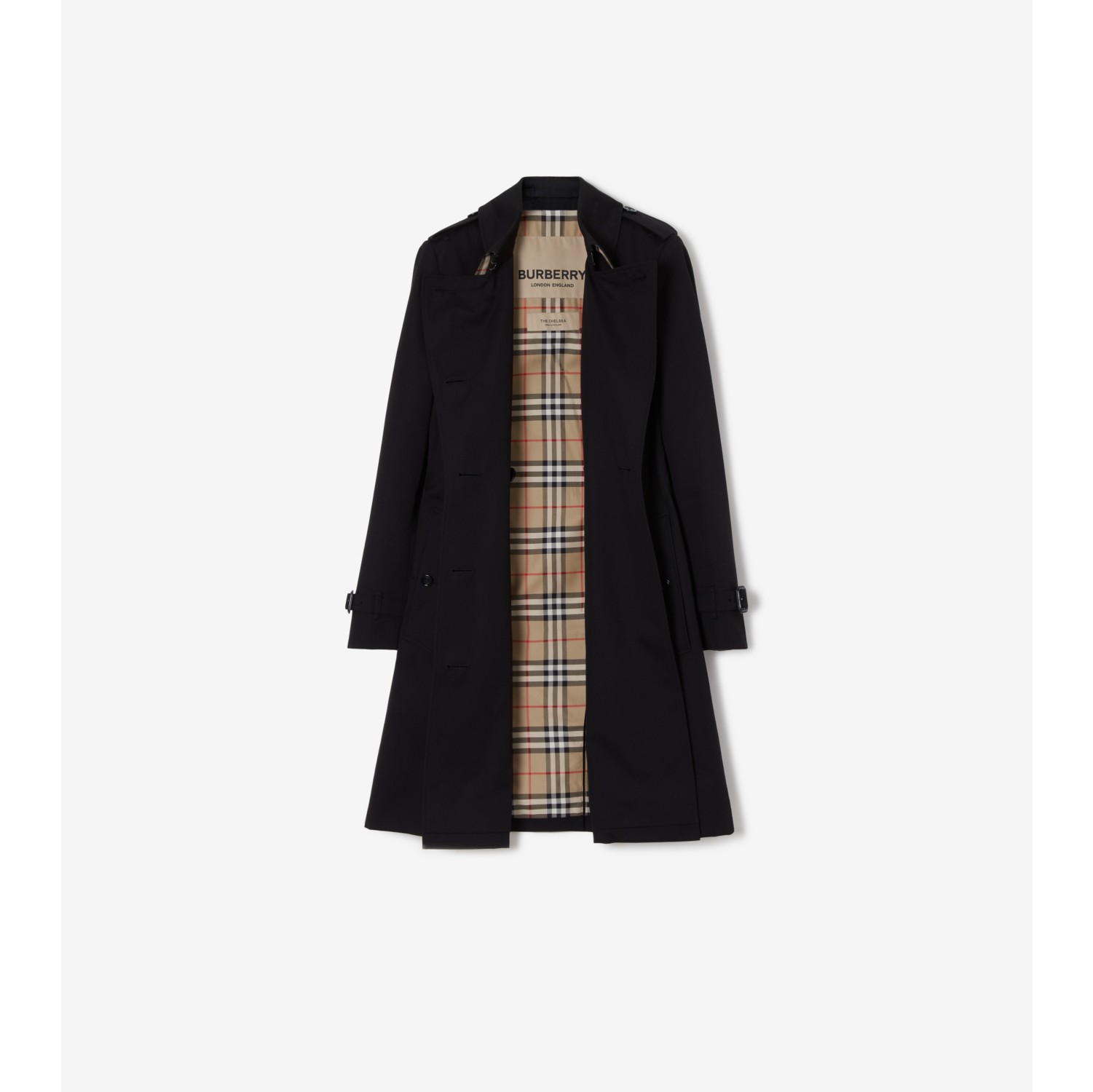 Mid length Chelsea Heritage Trench Coat in Black Women Burberry Official