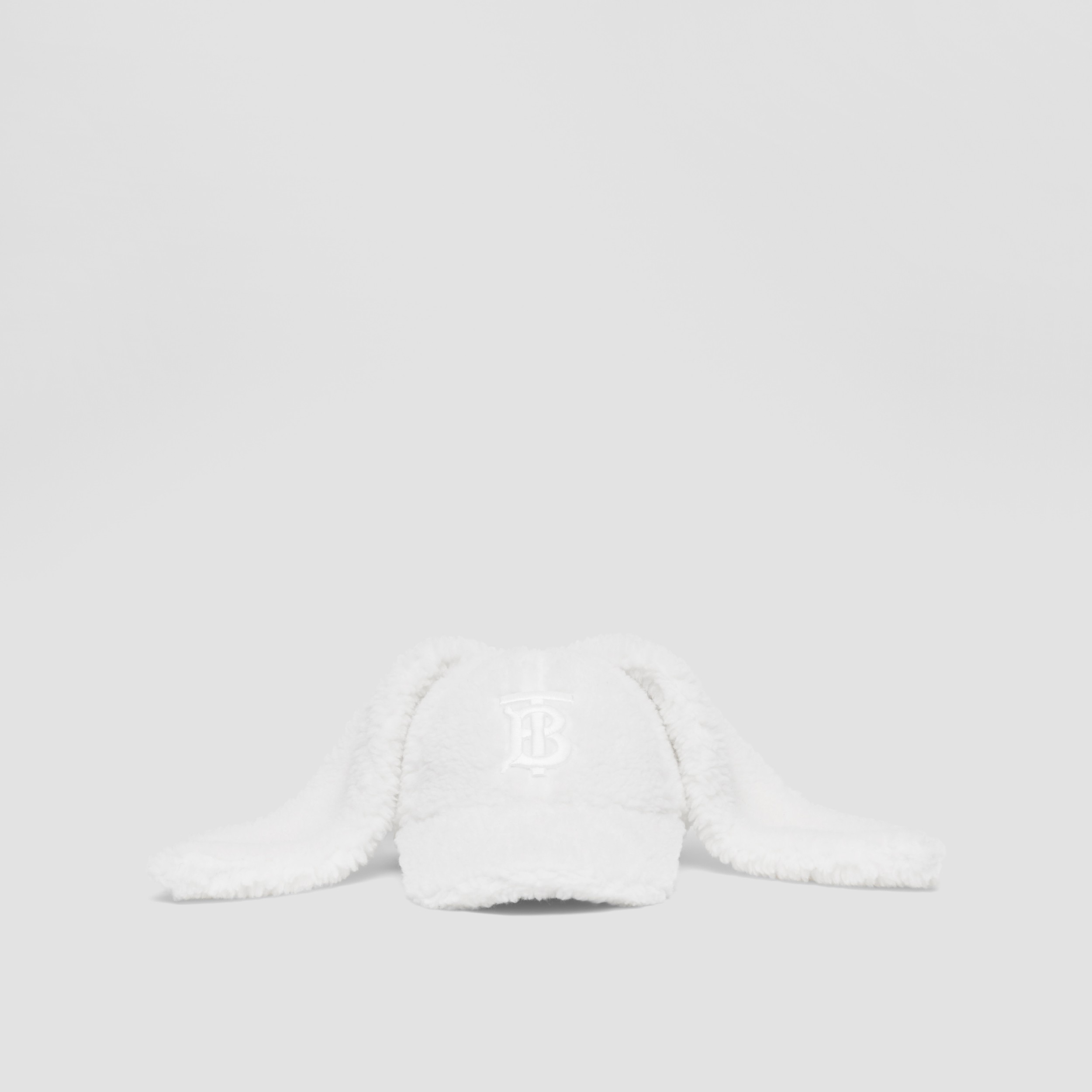 Rabbit Detail Fleece Baseball Cap in White | Burberry® Official - 1