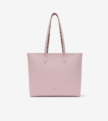 Medium Check-lined Tote in Lilac pink - Women | Burberry® Official