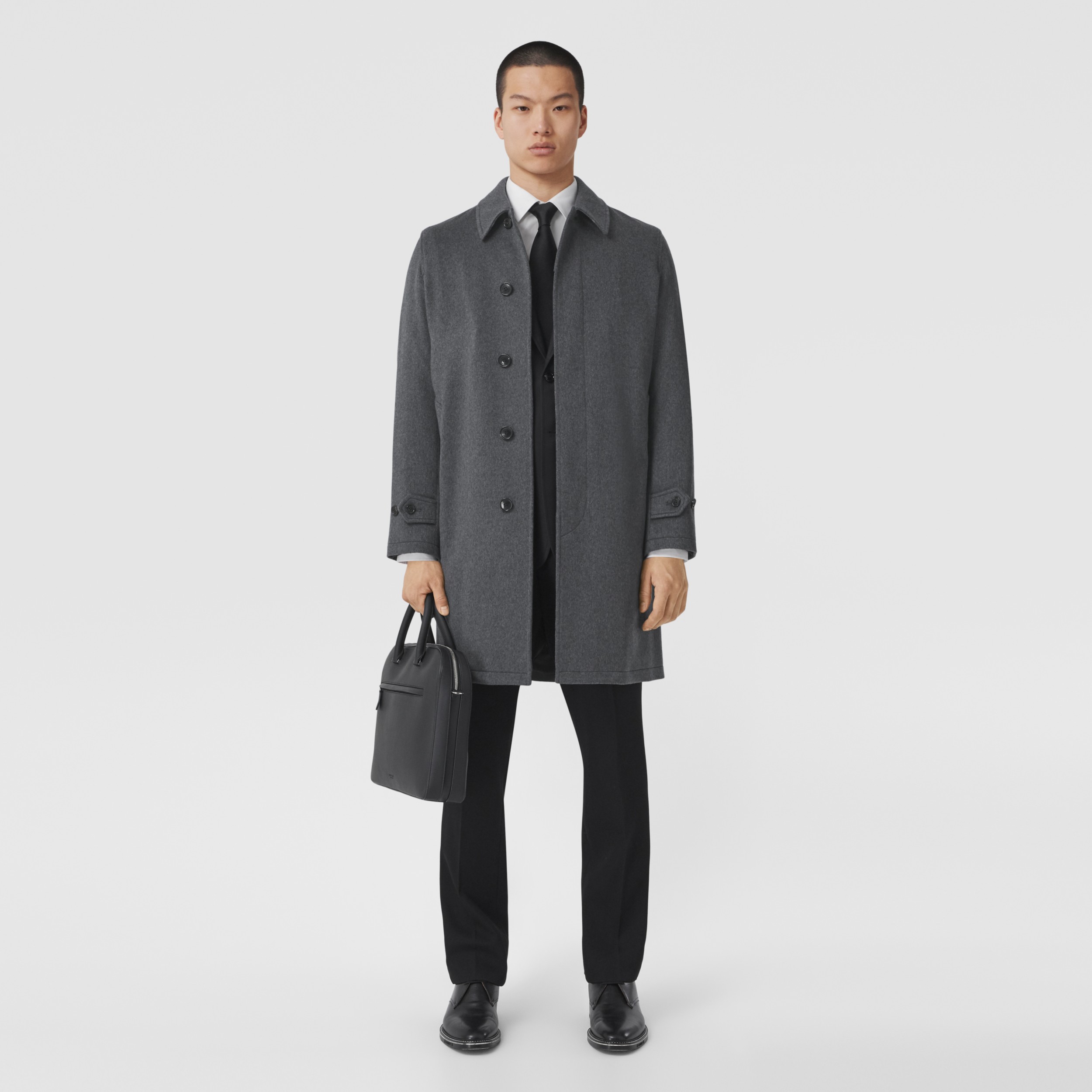 Cashmere Car Coat in Pewter Melange - Men | Burberry® Official