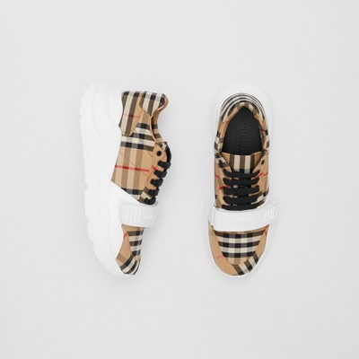 Vintage Check Cotton Sneakers in Archive Beige | Burberry® Official
