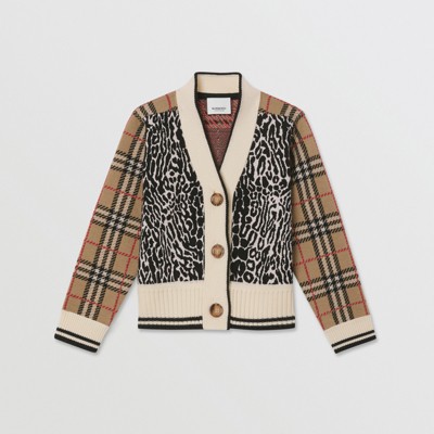 Leopard Merino Wool Jacquard Cardigan 