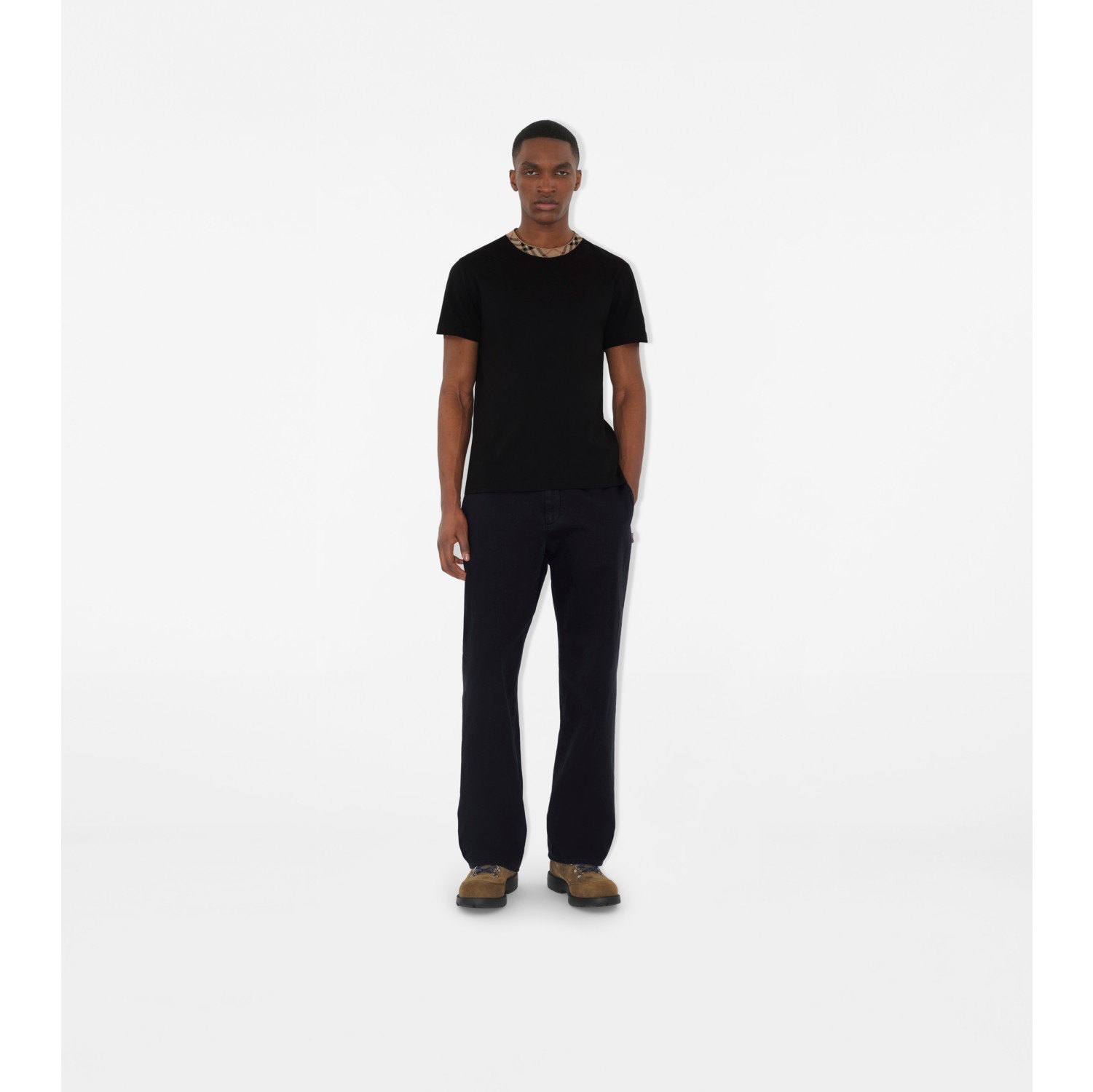 Check Trim Cotton T-shirt