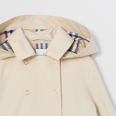 Detachable Hood Cotton Trench Coat in Soft Fawn | Burberry® Official