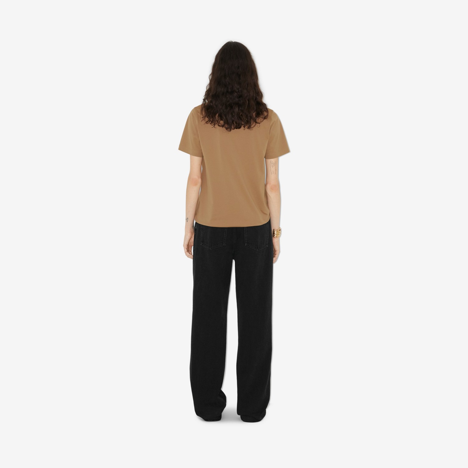 T-shirt in cotone con stampa logo (Cammello) - Donna | Sito ufficiale Burberry®