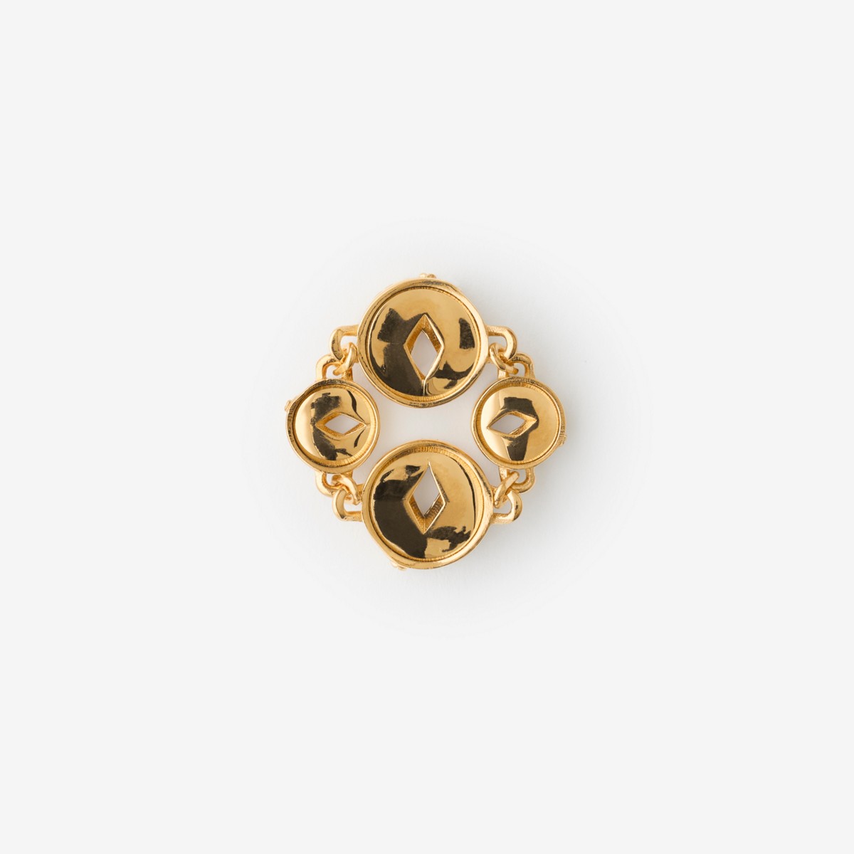 Shop Burberry Hollow Medallion Ring In Gold