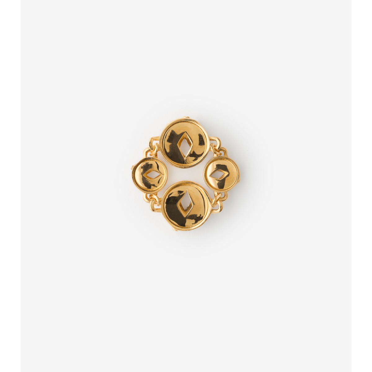 Shop Burberry Hollow Medallion Ring In Gold