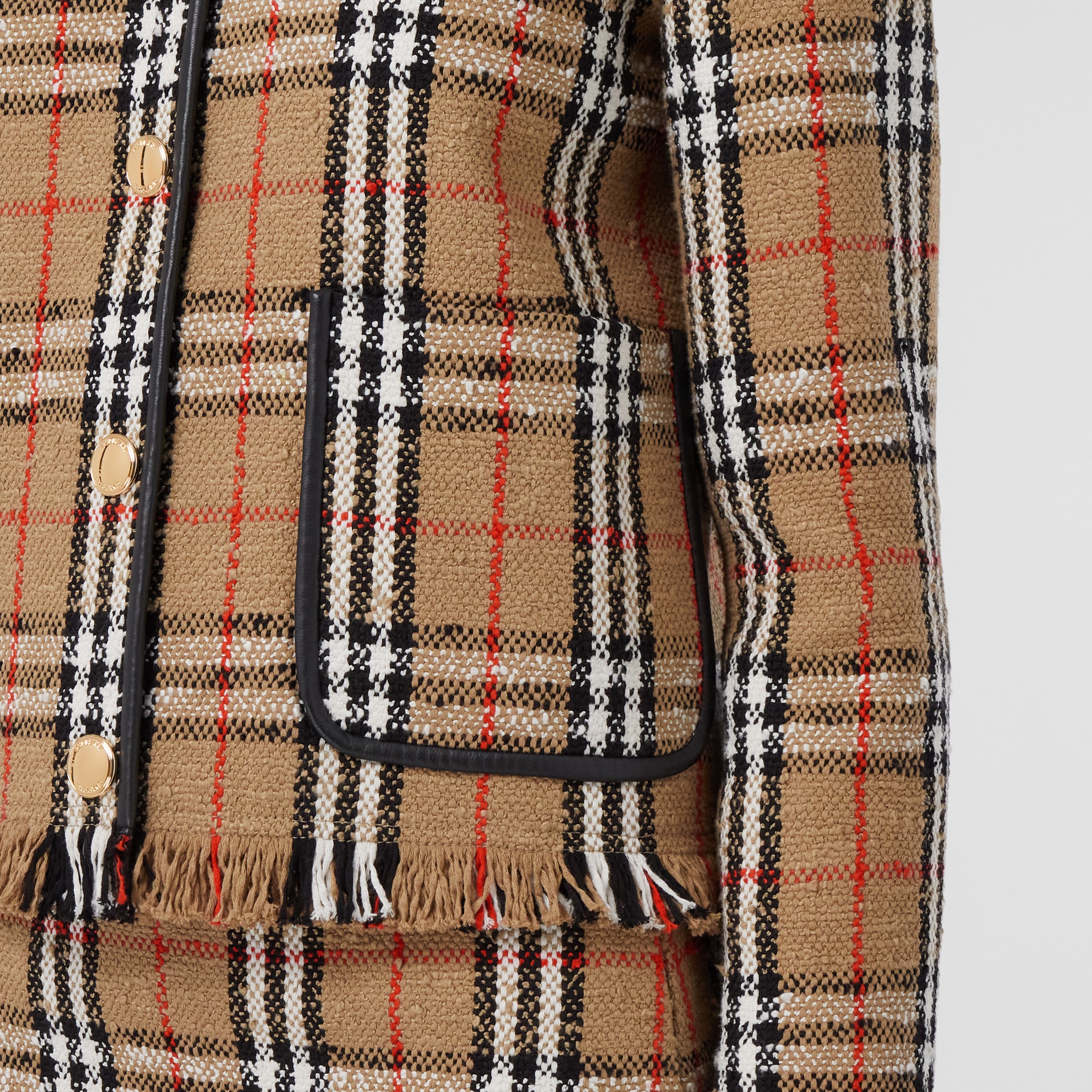Vintage Check Bouclé Collarless Jacket in Archive Beige - Women | Burberry® Official - 4