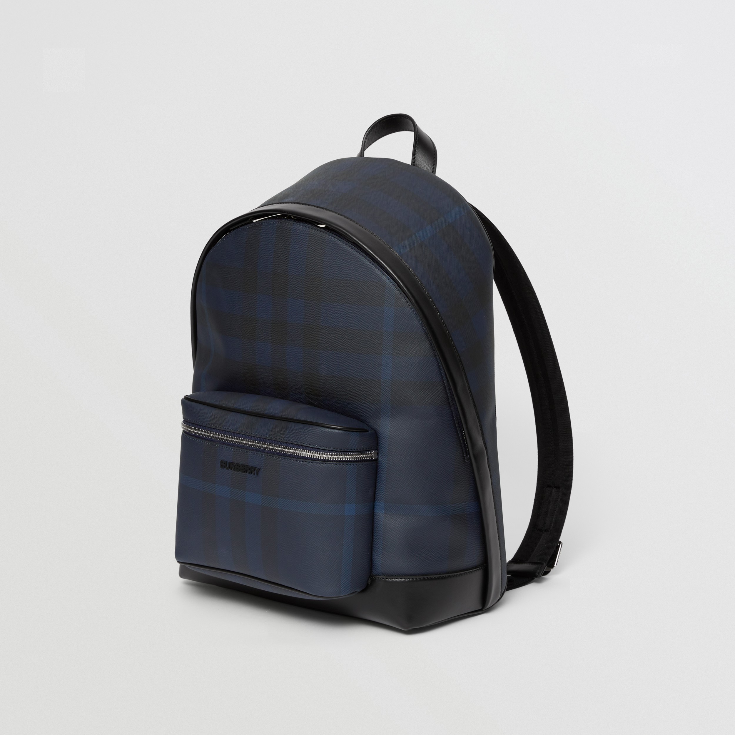 Exaggerated Check and Leather Backpack in Navy Blue - Men | Burberry® Official - 4