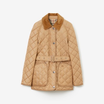 Burberry Diamond Quilted Nylon Jacket In Brown