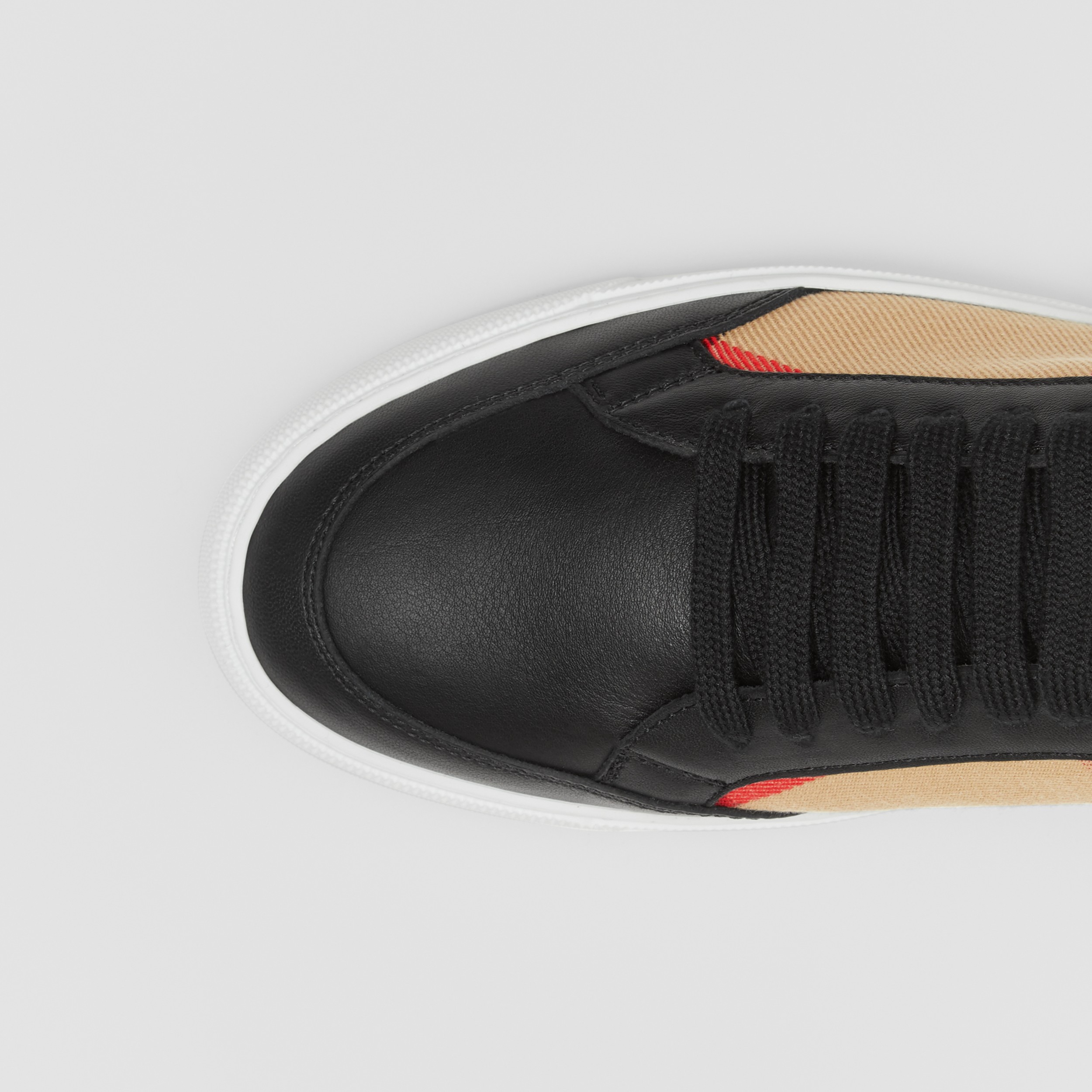 House Check Cotton and Leather Sneakers in Black - Women | Burberry® Official - 2