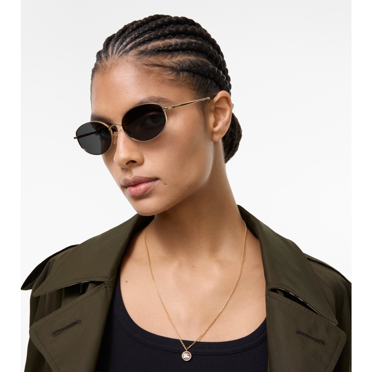  Check Check Oval Sunglasses