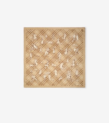 Check Mates Silk Scarf in Finch beige | Burberry® Official
