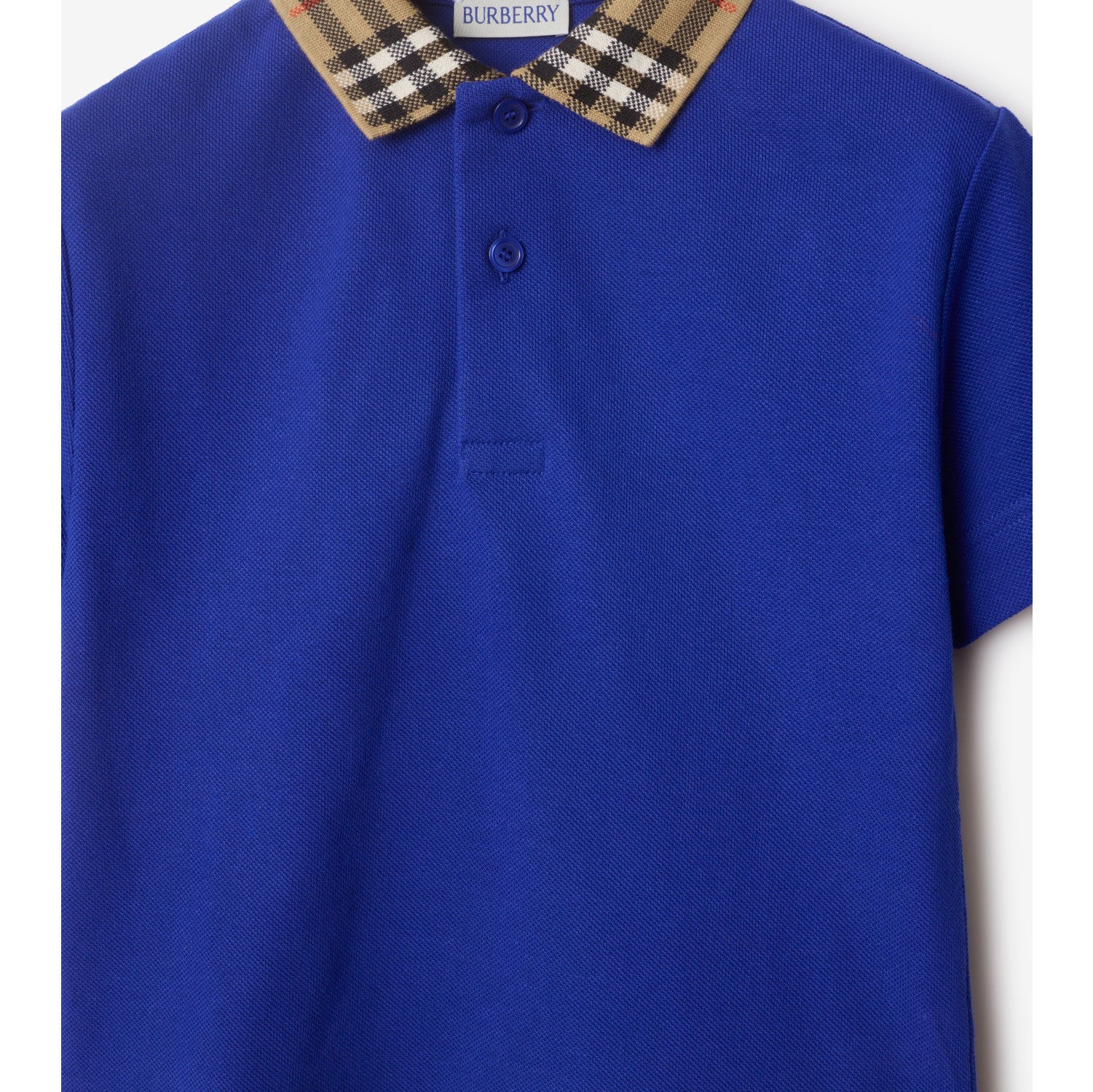 Check Collar Cotton Polo Shirt