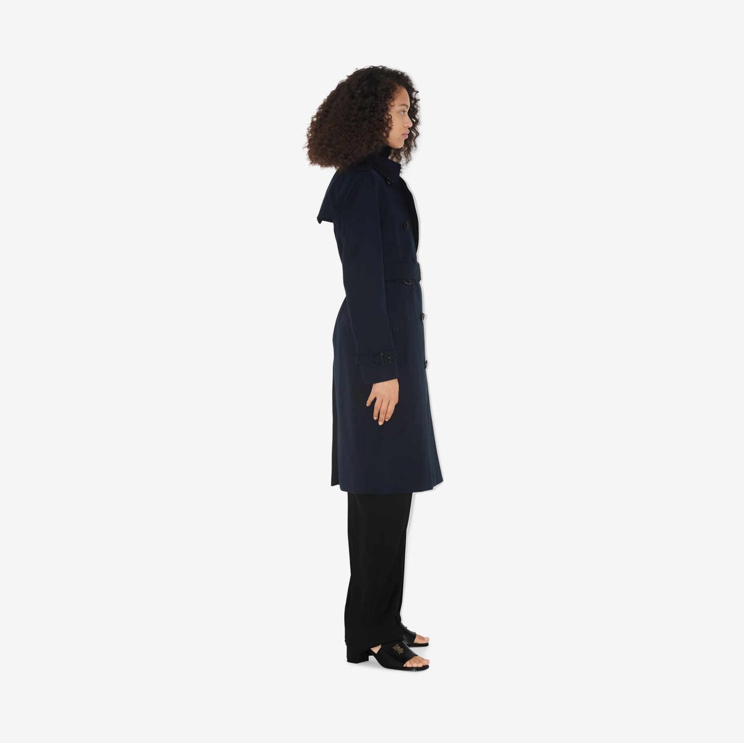 Trench coat Heritage largo de corte Kensington (Azul Penumbra) - Mujer | Burberry® oficial