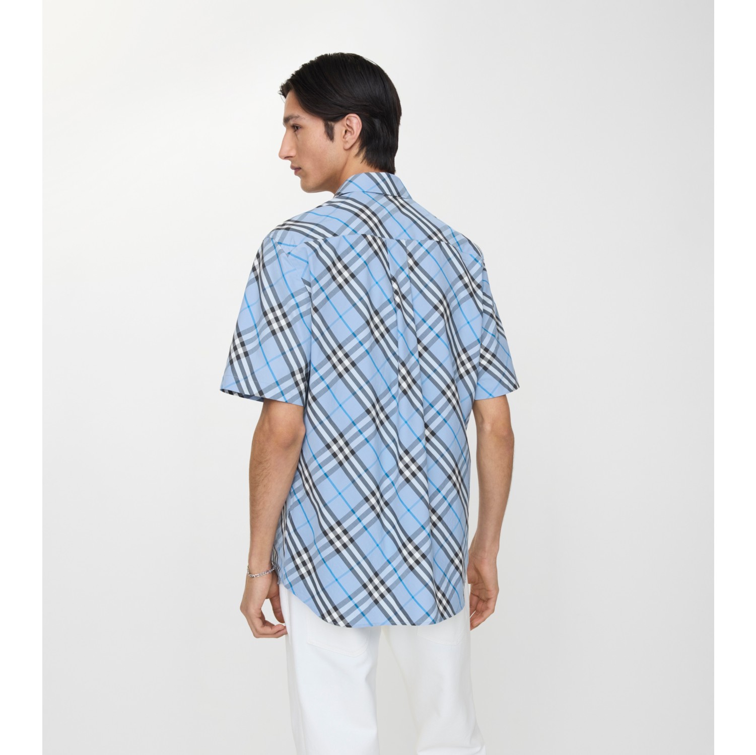 Regular Fit Check Cotton Shirt in Cornflower blue - Men | Burberry® Official