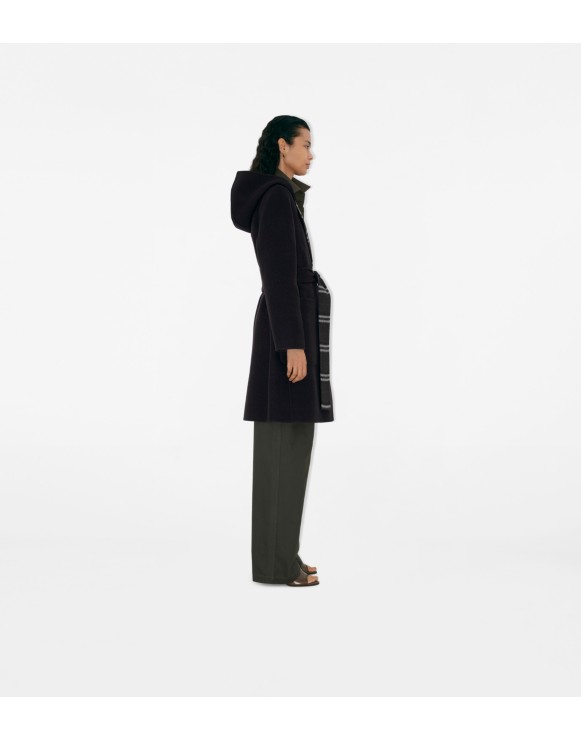 Manteau portefeuille réversible à capuche en laine