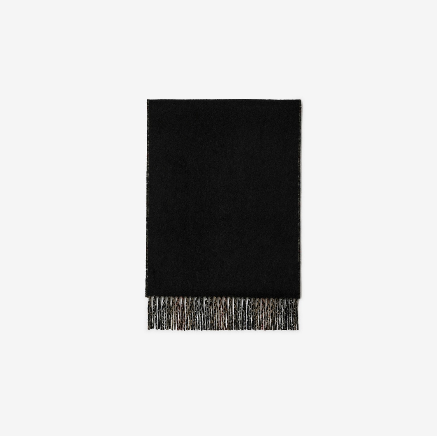 双面两用格纹羊绒围巾 (典藏米色 / 黑色) | Burberry® 博柏利官网