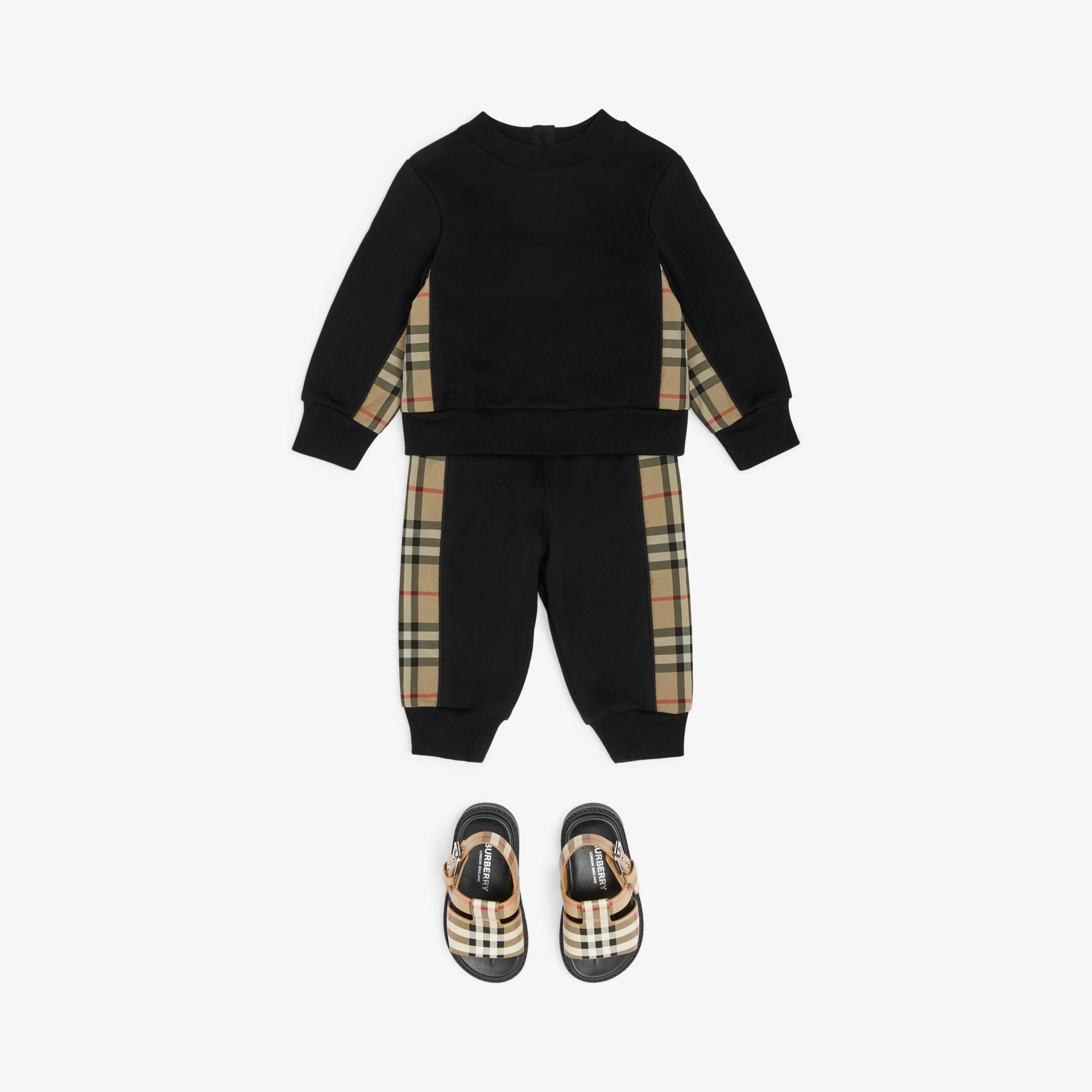 Vintage Check Panel Cotton Jogging Pants in Black - Children | Burberry® Official - 3
