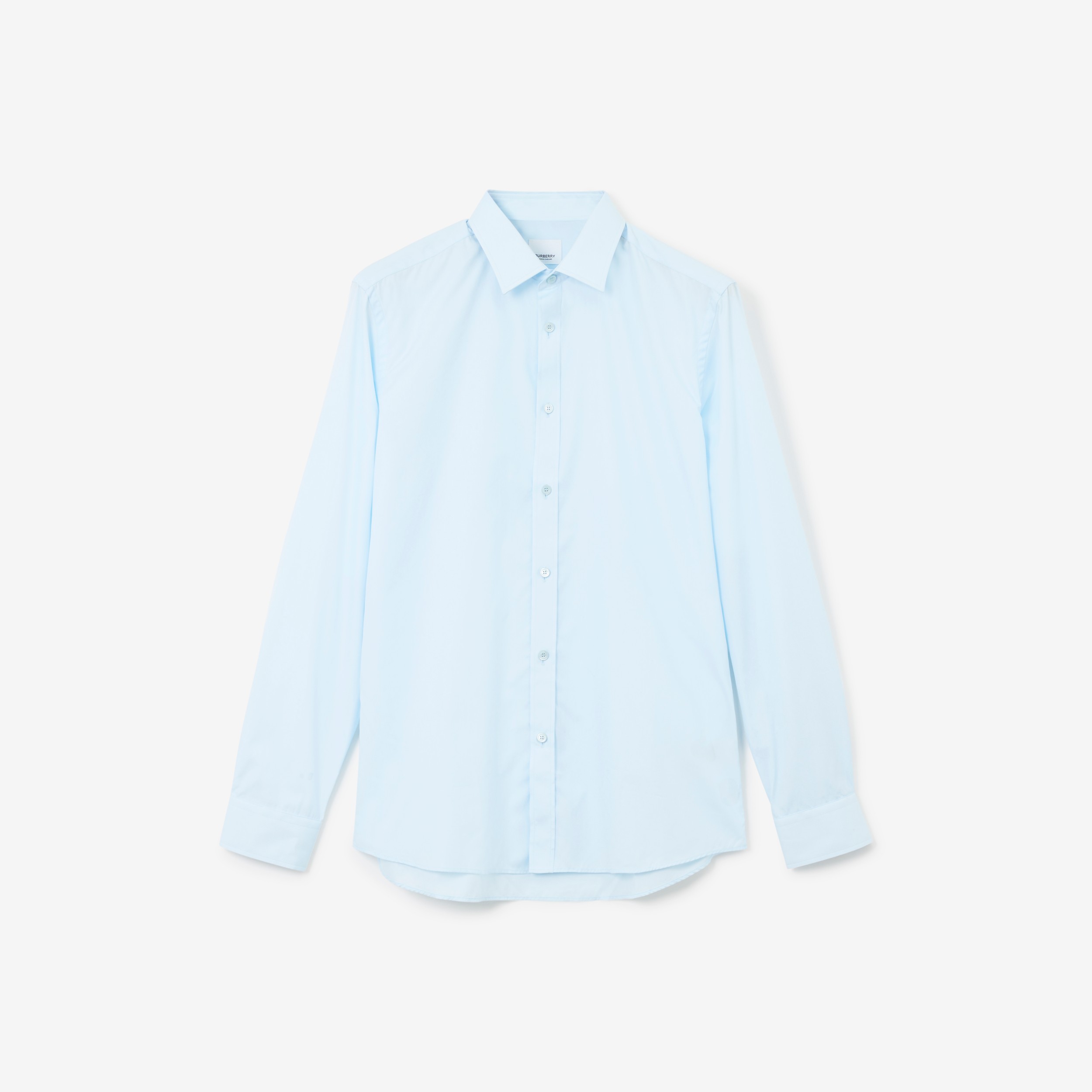 Indeholde Årligt klart Monogram Motif Cotton Slim Fit Shirt in Pale Blue - Men | Burberry® Official