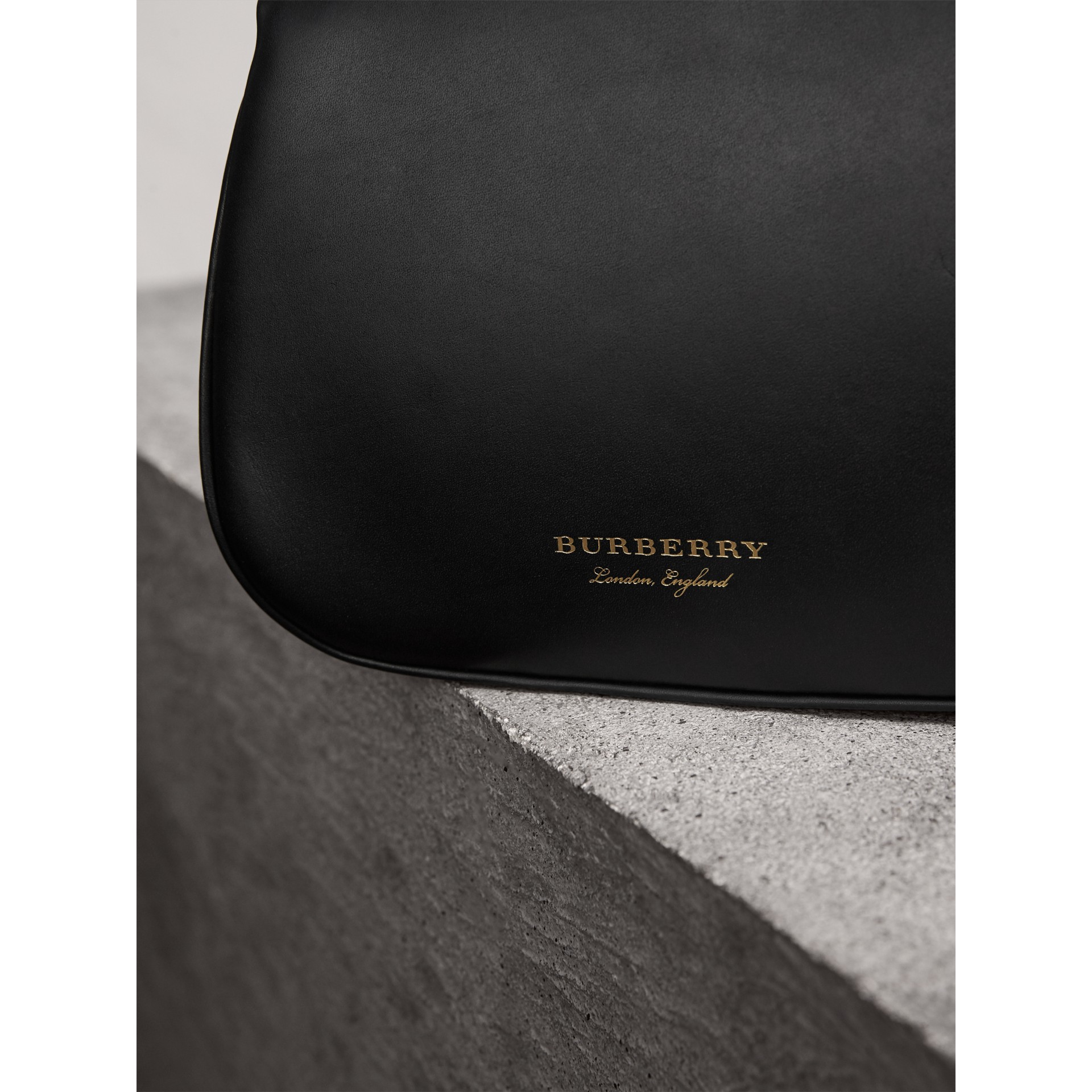 Shop Burberry Small Leather Frame Bag In Black