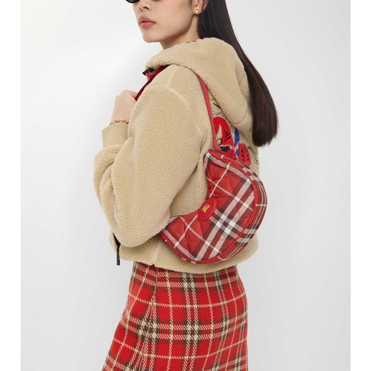  Check Horseshoe Crossbody Bag​