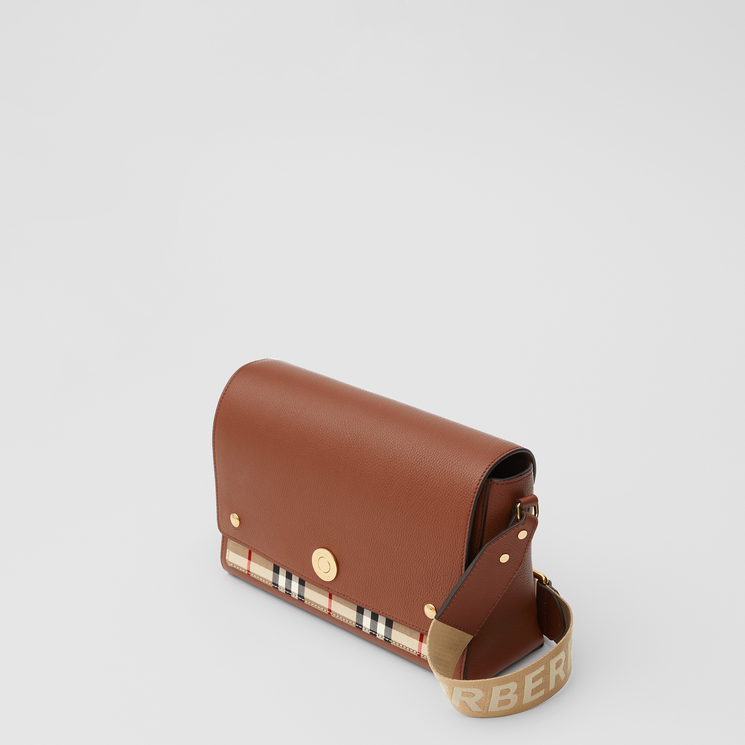 Vintage Check and Leather Note Crossbody Bag in Tan - Women | Burberry® Official - 4