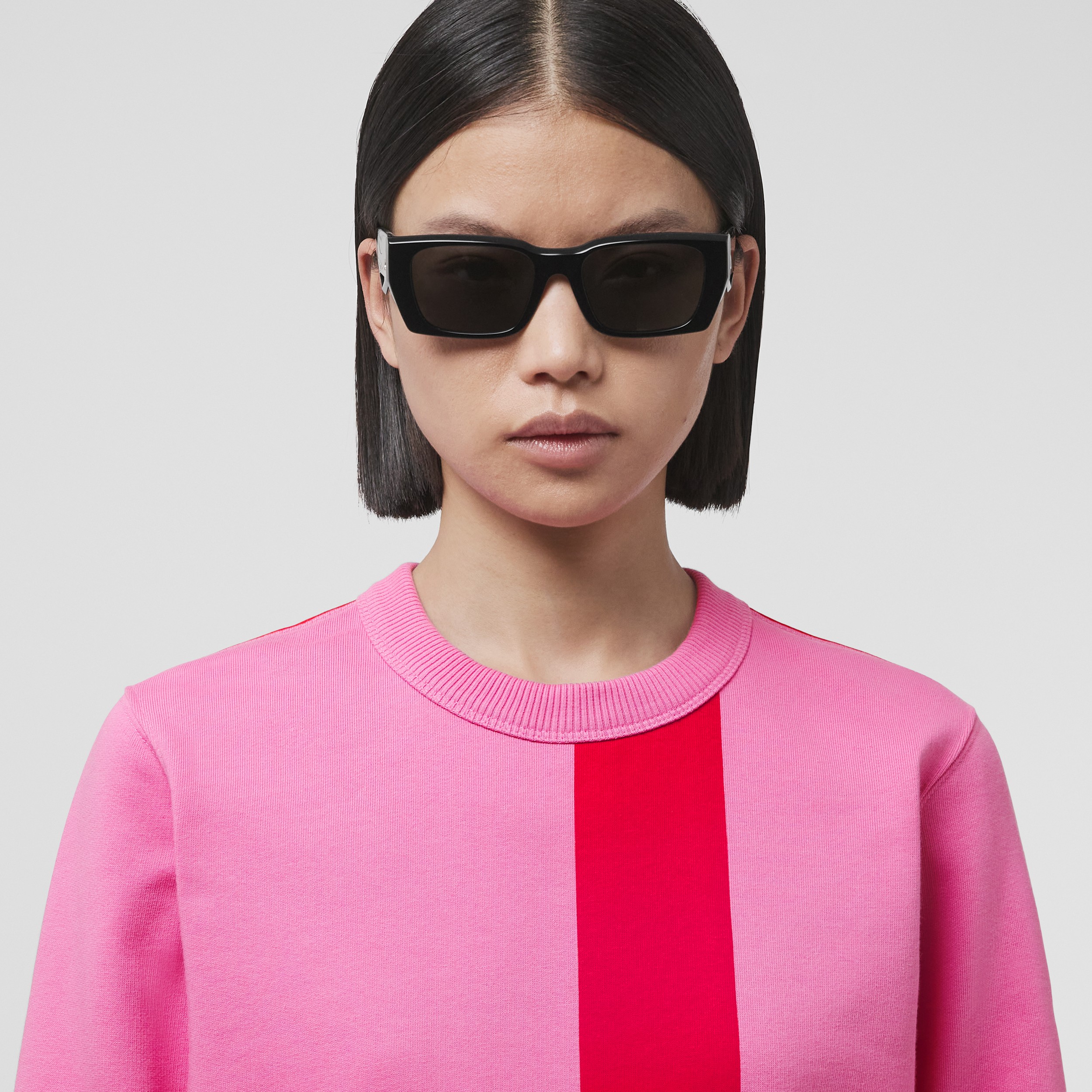 Geometric Print Cotton Oversized Sweatshirt in Primrose Pink - Women ...