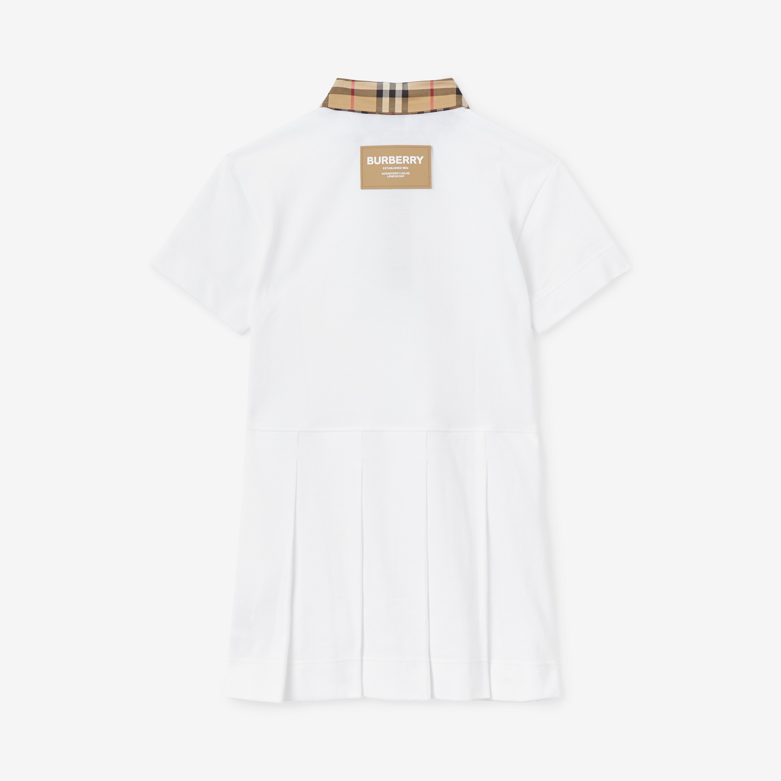 Poloshirtkleid aus Baumwollpiqué mit Vintage Check-Besatz (Weiß) | Burberry® - 2