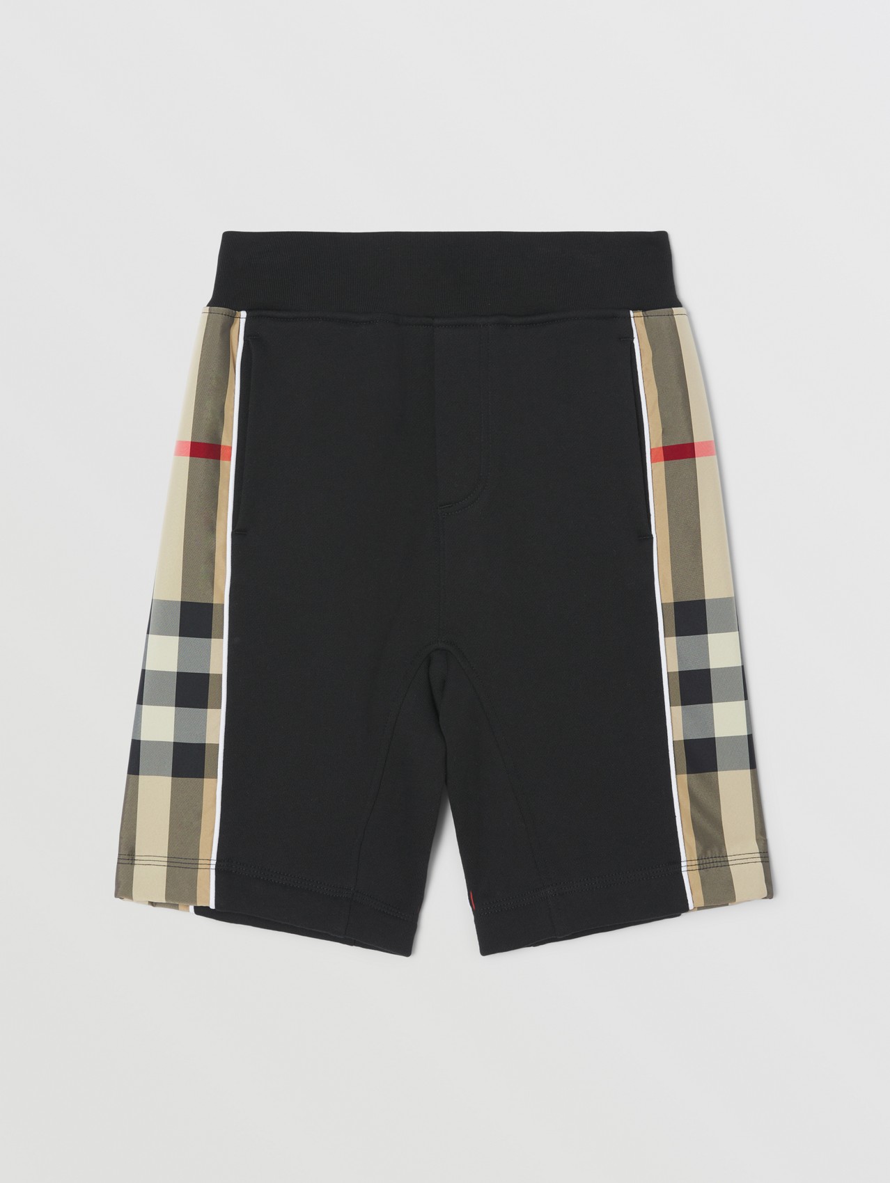 Check Panel Cotton Shorts in Black