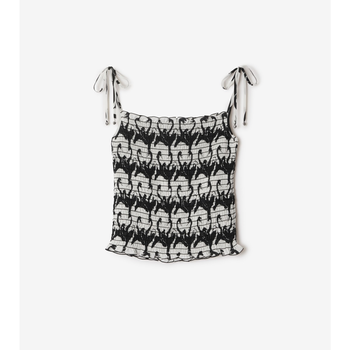 Shop Burberry Swan Silk Top In Monochrome