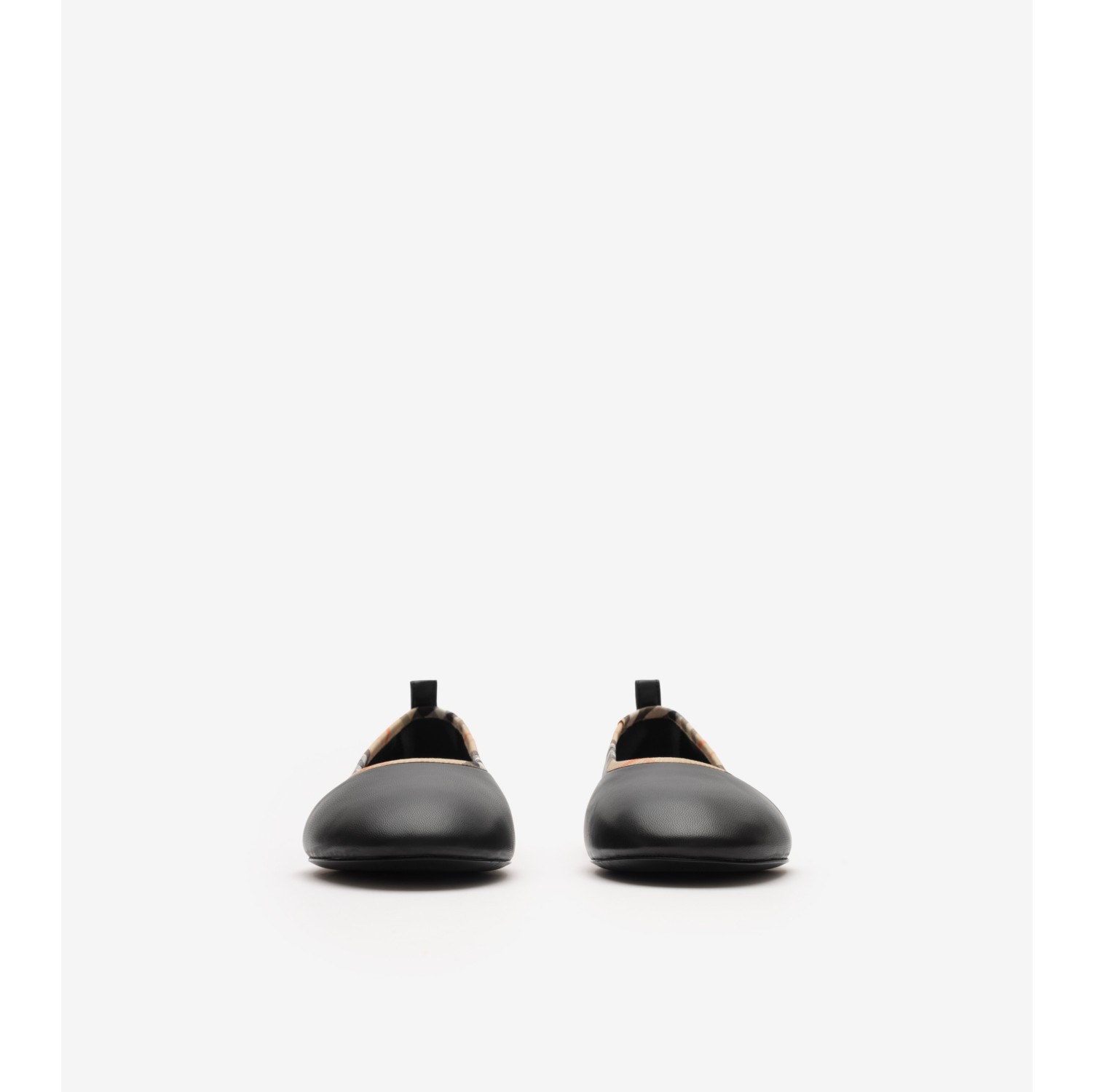 Check Trim Leather Robin Ballerinas