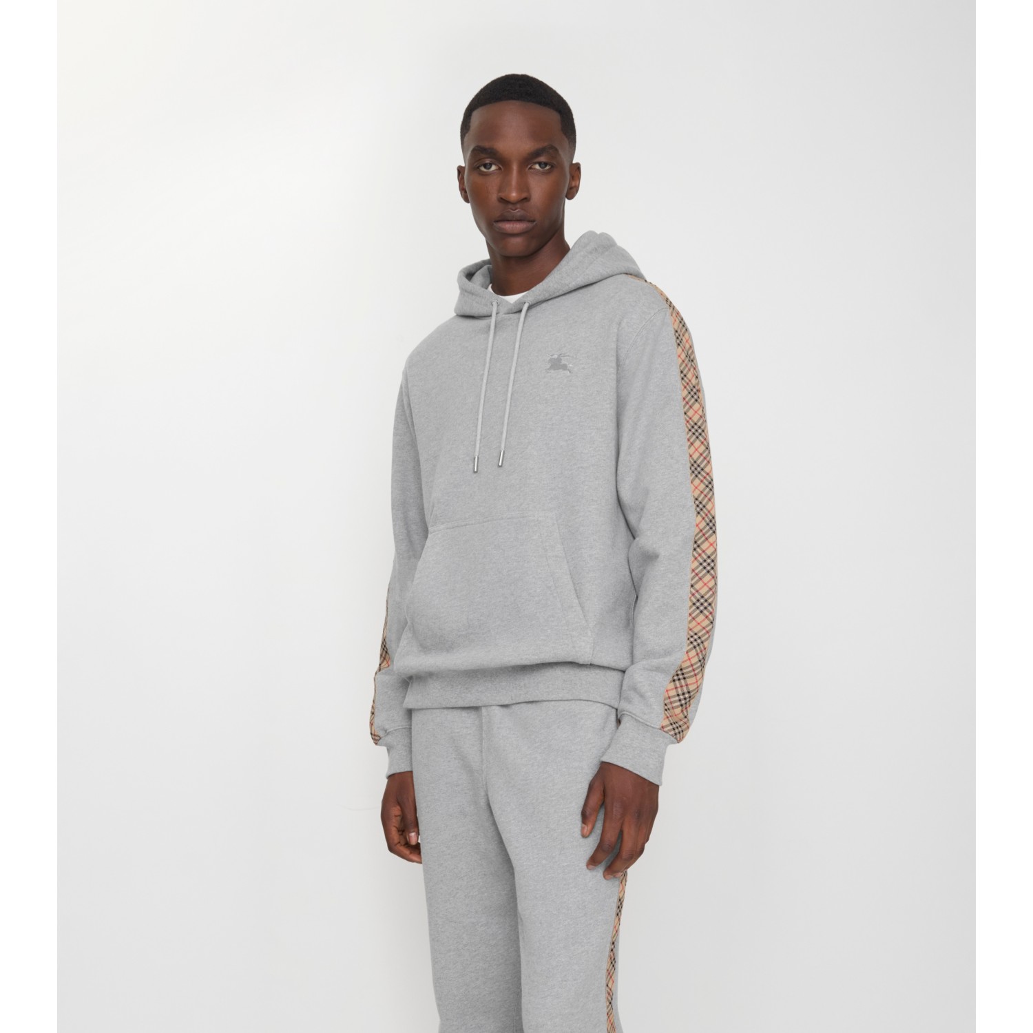 Check Trim Cotton Hoodie - thumbnail 2