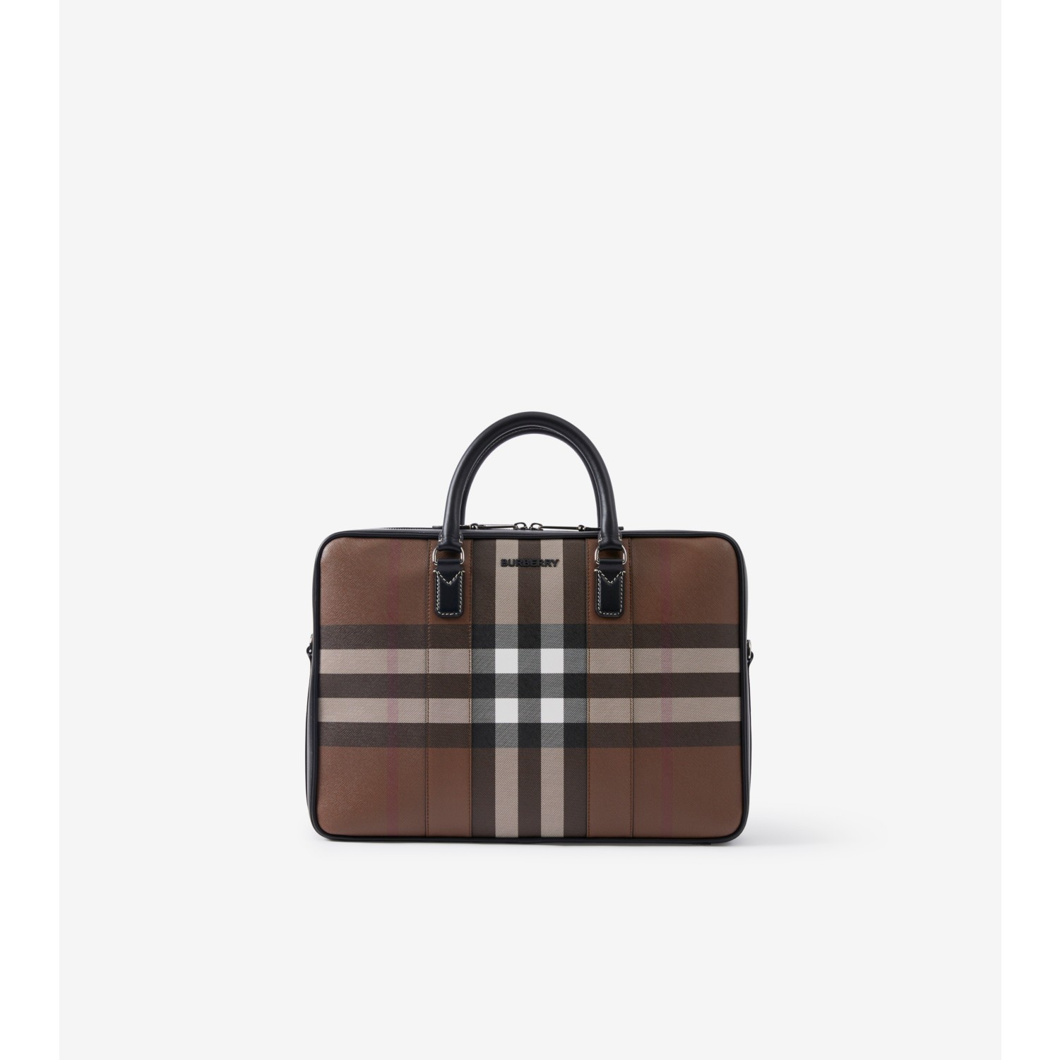 Burberry Check and Leather Bowling Bag Mini Dark Birch Brown in  Cotton/Polyurethane with Gold-tone - US