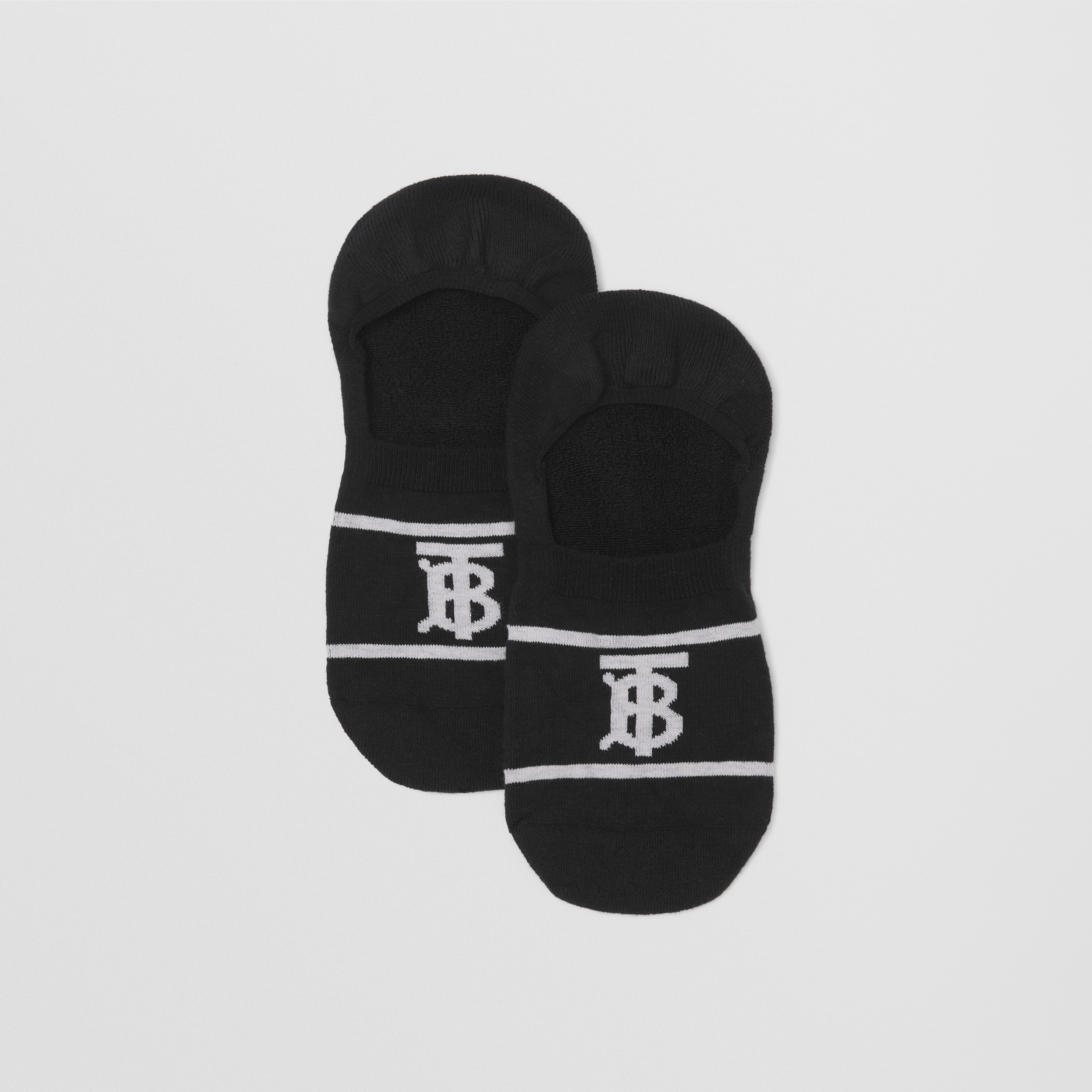 Monogram Intarsia Cotton Blend Sneaker Socks in Black | Burberry® Official - 1