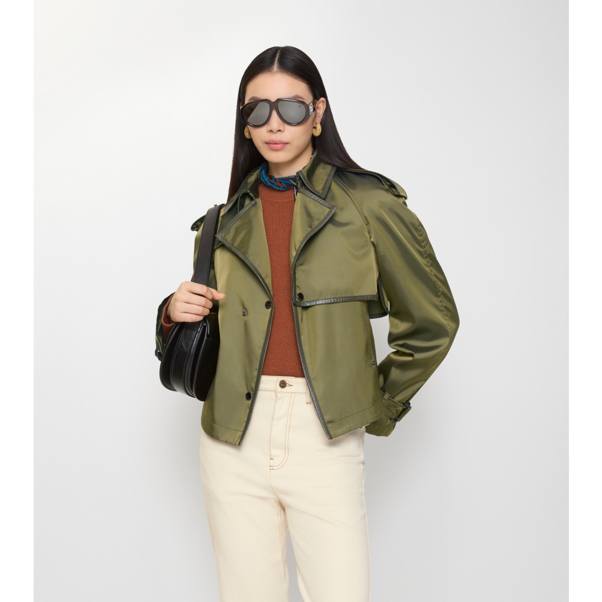  Short Nylon Blend Trench Coat