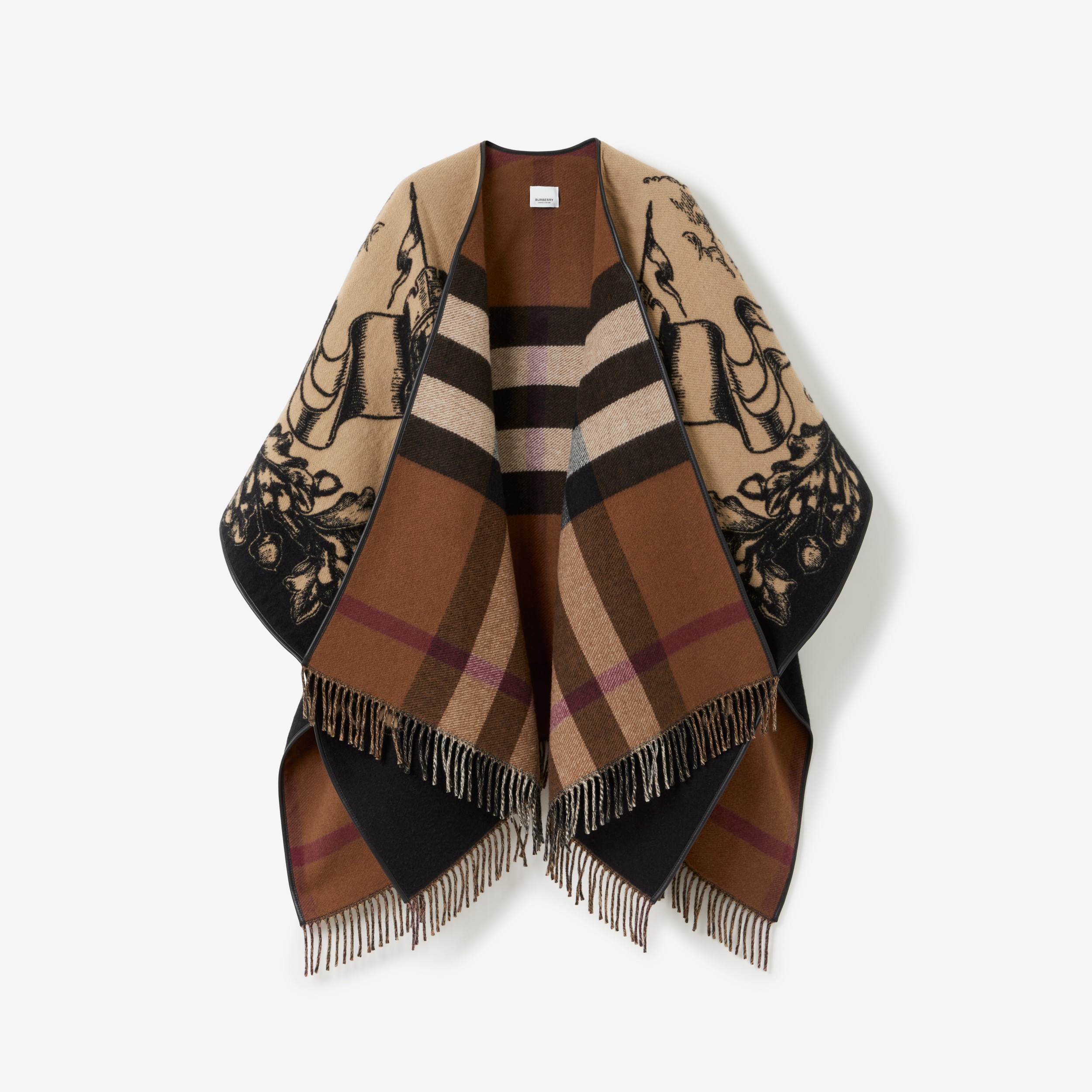 EKD Wool Jacquard Cape in Dark Birch Brown | Burberry® Official - 1