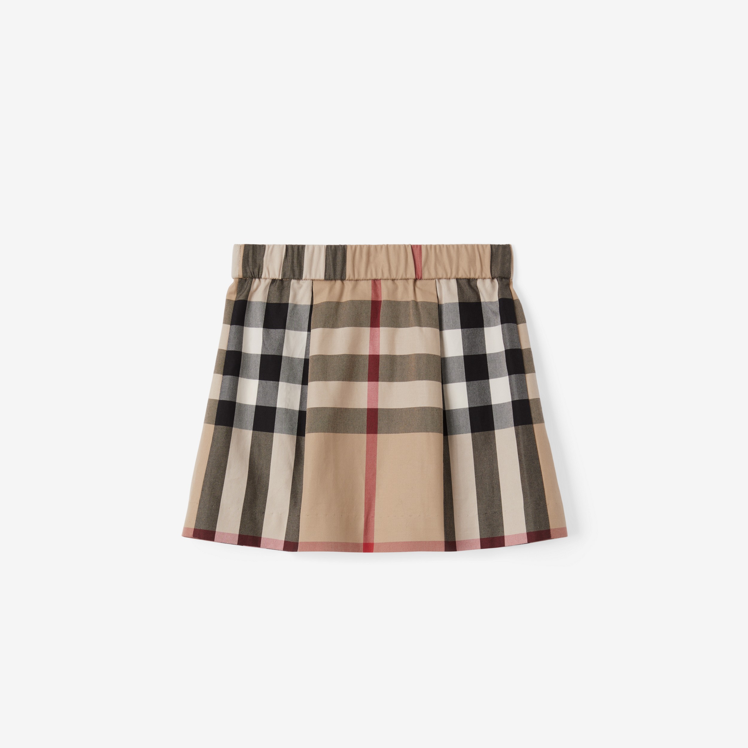 Exaggerated Check Pleated Cotton Skirt in Archive Beige - Children | Burberry® Official - 2