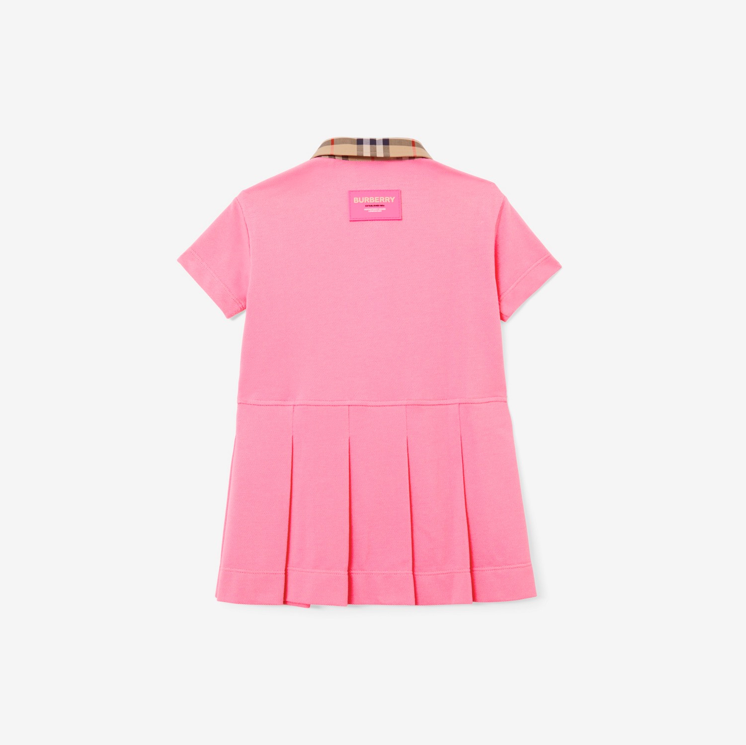 Vintage Check Trim Cotton Polo Shirt Dress in Bubblegum Pink - Children | Burberry® Official