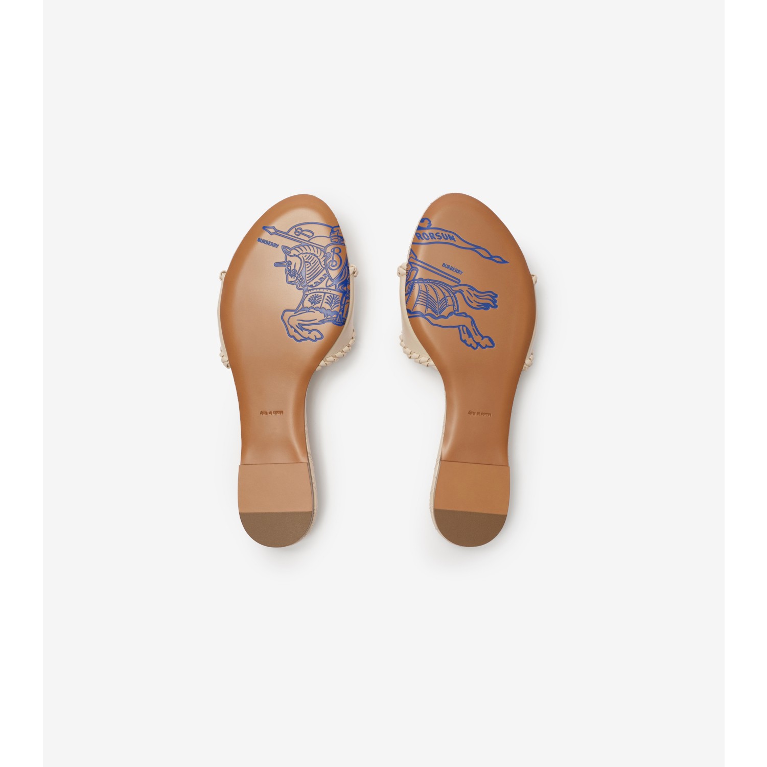 Leather Knight Stamp Slides in Soap beige - Women | Burberry® Official