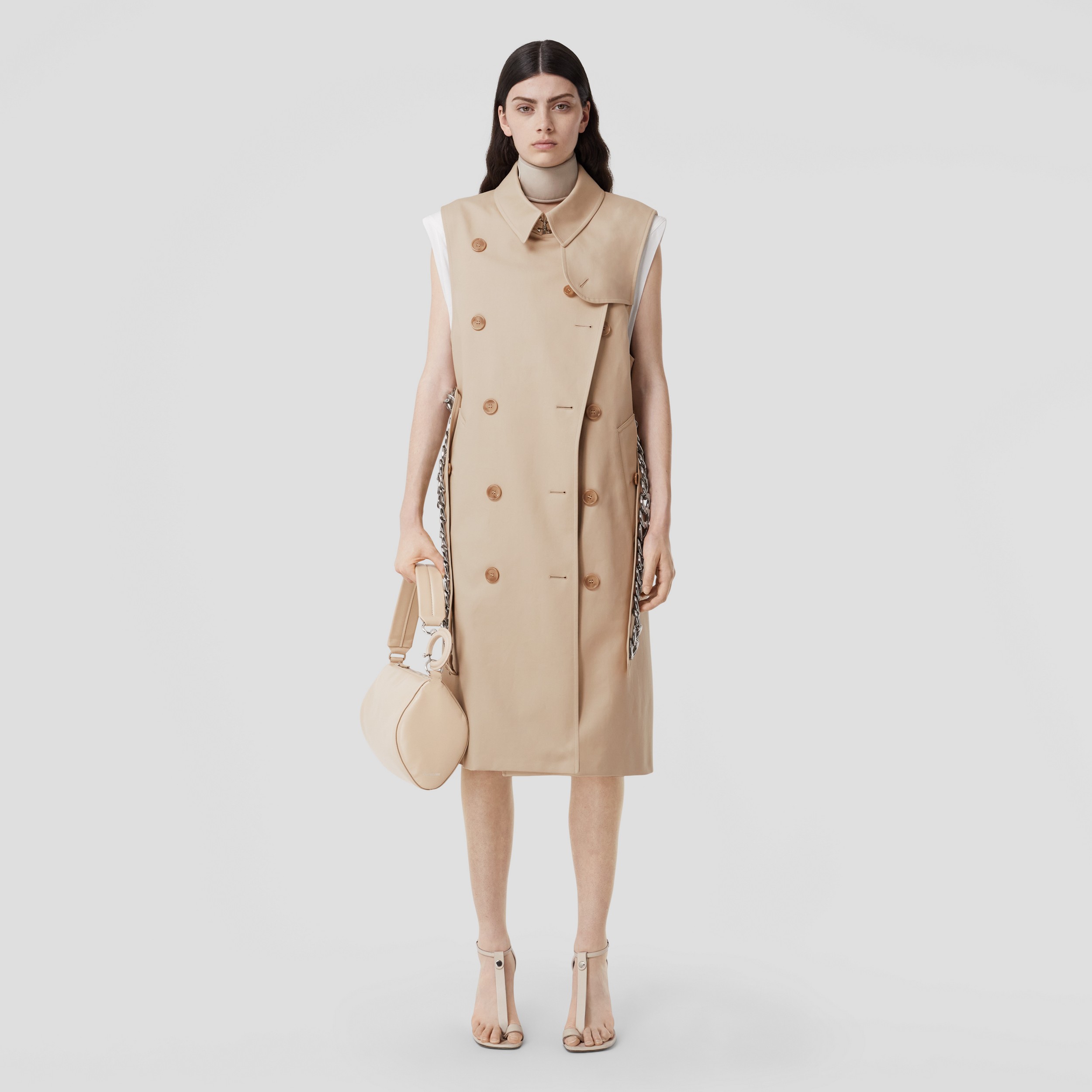Sleeveless Cotton Trench Coat in Soft Fawn - Women | Burberry® Official - 1