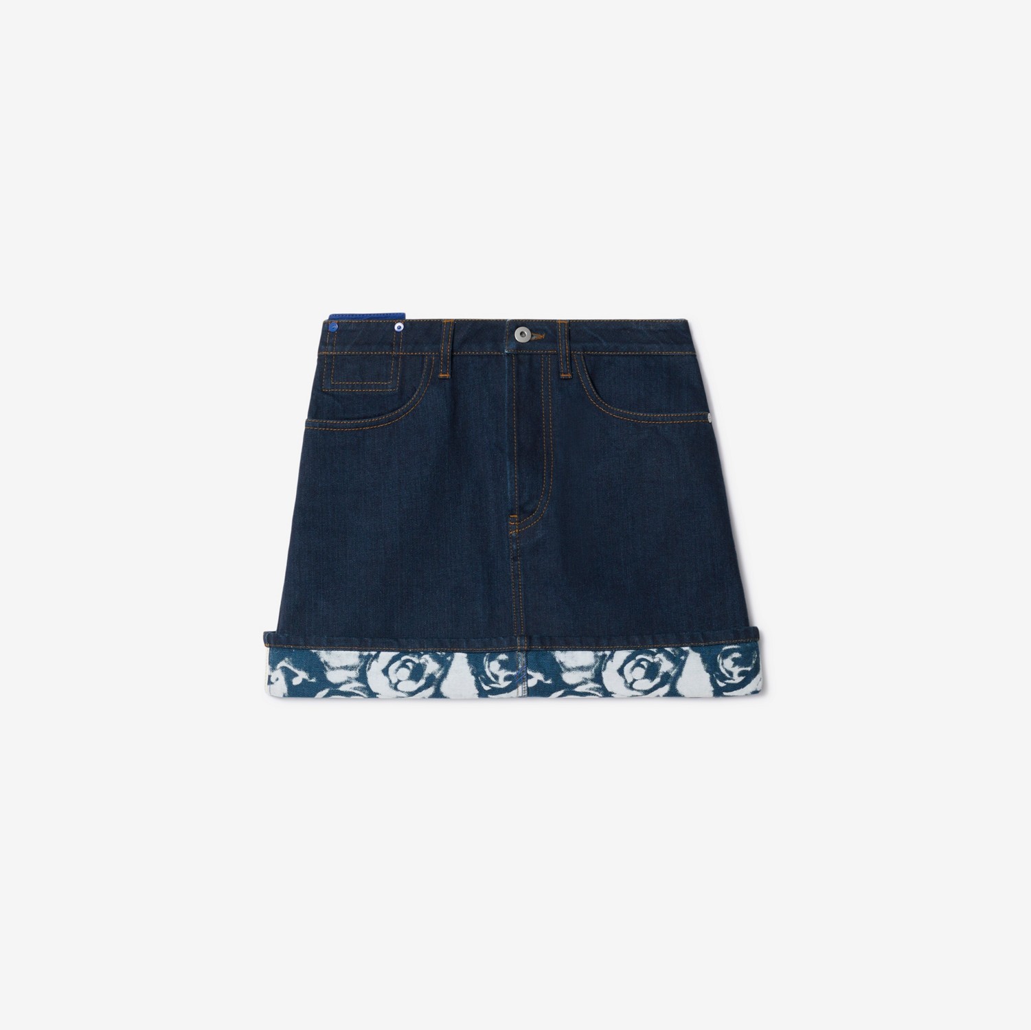 Heavyweight Denim Mini Skirt in Indigo blue - Women, Cotton | Burberry® Official