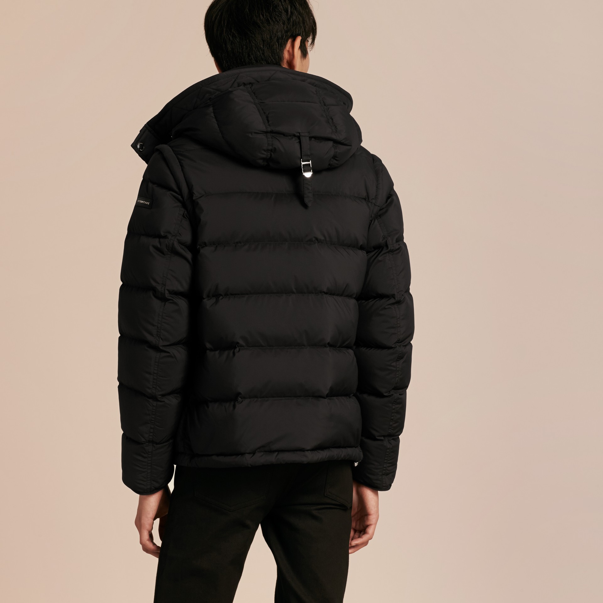 Down-filled Hooded Jacket with Detachable Sleeves Black | Burberry