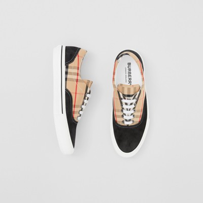 Vintage Check Cotton and Suede Sneakers 