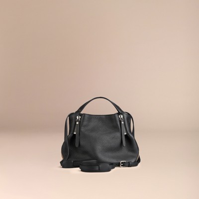 burberry small check detail leather tote bag