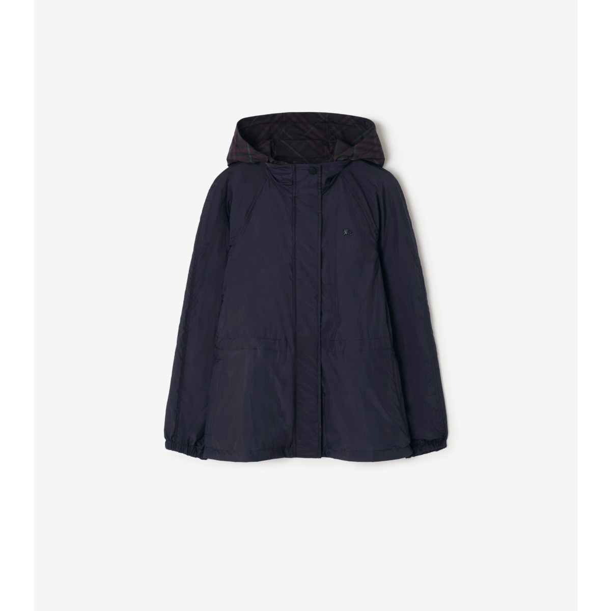  Check Reversible Nylon Hooded Jacket