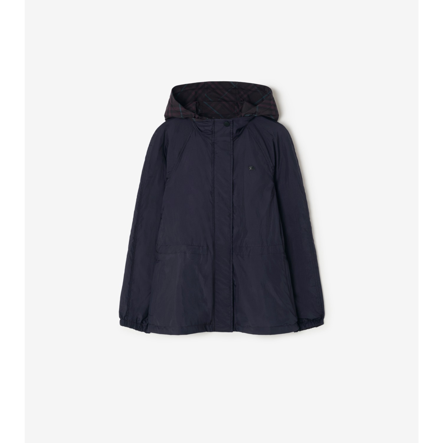 Reversible Check Nylon Hooded Jacket