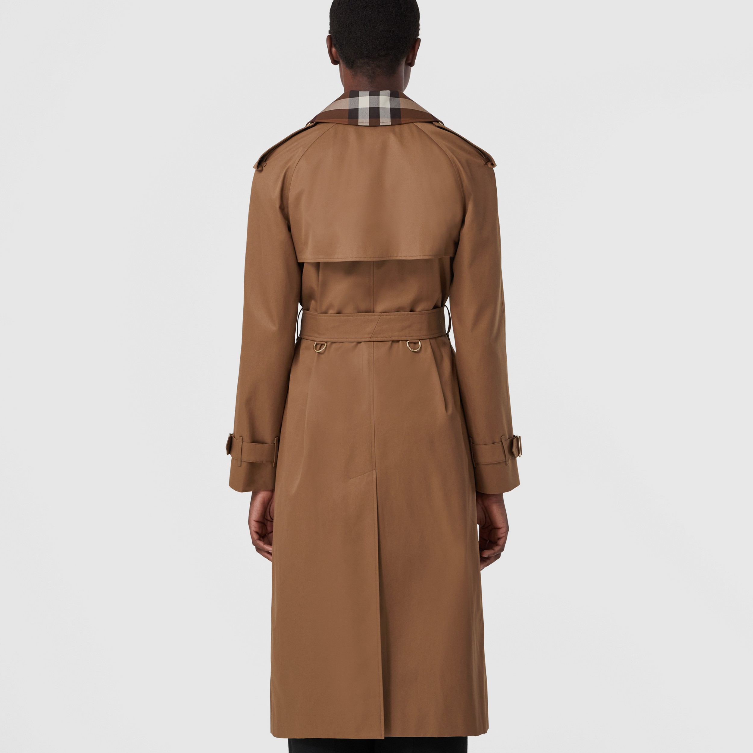 Check Collar Cotton Gabardine Waterloo Trench Coat in Dusty Caramel - Women | Burberry® Official - 3