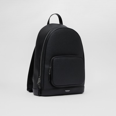 Grainy Leather Backpack in Black - Men 