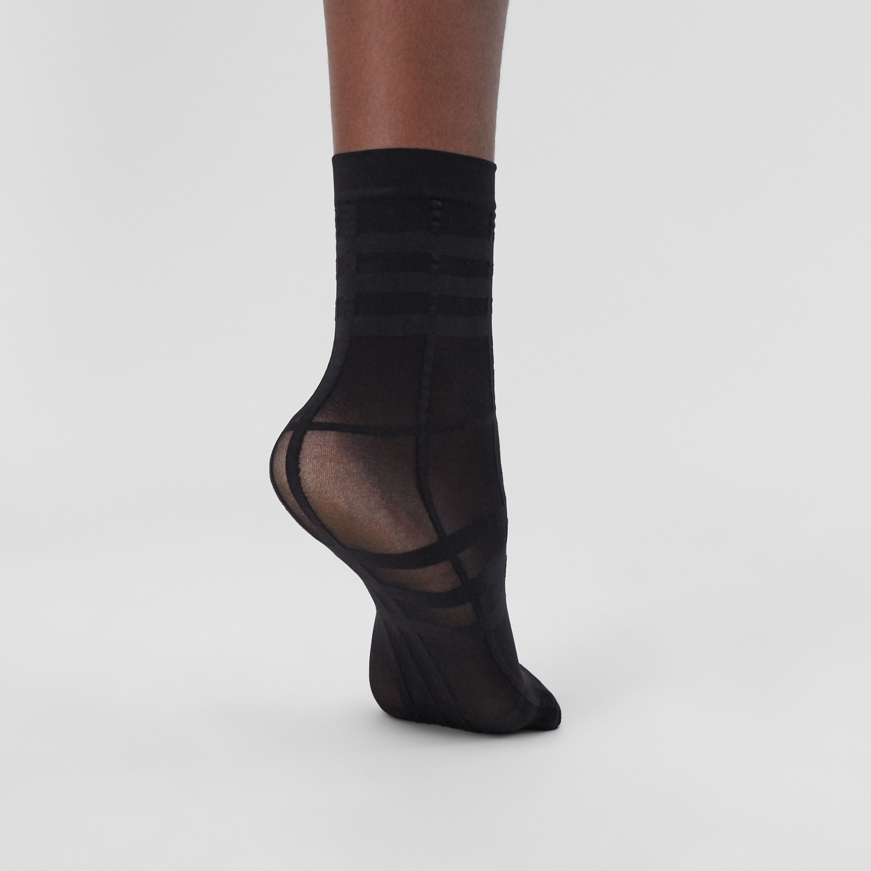 Textured Technical Knit Ankle Socks In Black Women Burberry